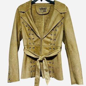 Powder River Outfitters Women’s Faux Suede Sherpa Lined Jacket Size Small EUC